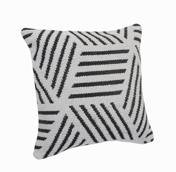 Set Of Two 20" X 20" White Geometric Zippered 100% Cotton Throw Pillow