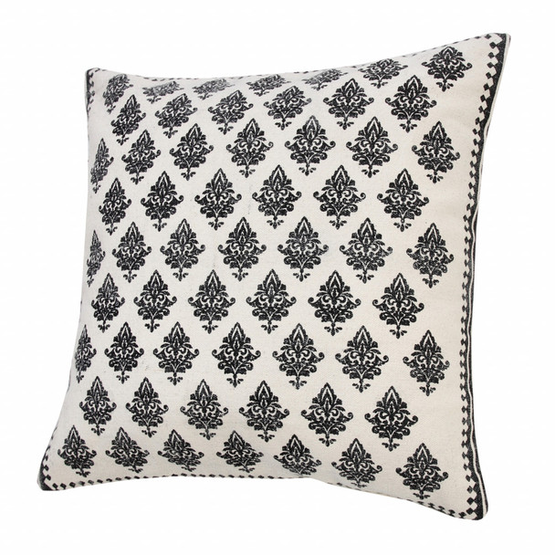 Set Of Two 20" X 20" White Geometric Zippered 100% Cotton Throw Pillow