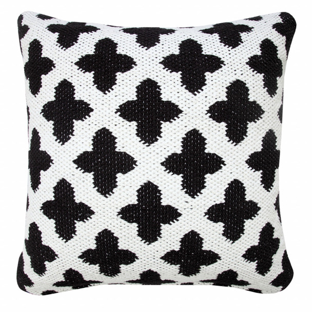 Set Of Two 20" X 20" White Geometric Zippered 100% Cotton Throw Pillow