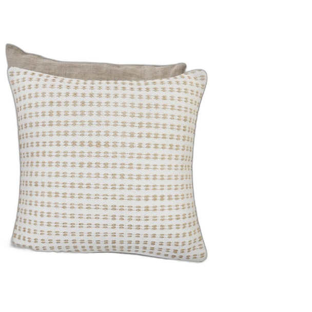 Set Of Two 20" X 20" White Geometric Zippered 100% Cotton Throw Pillow