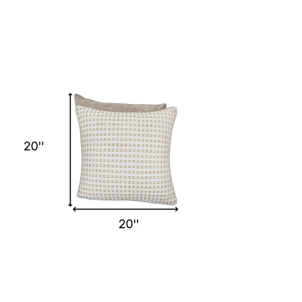 Set Of Two 20" X 20" White Geometric Zippered 100% Cotton Throw Pillow