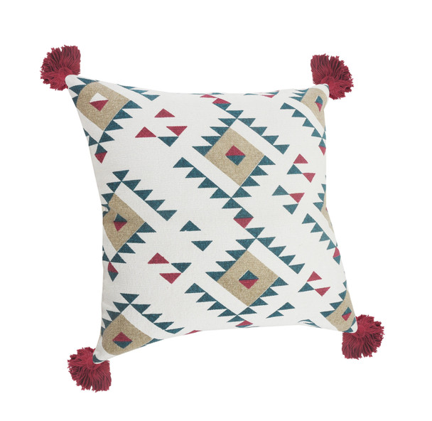 Set Of Two 20" X 20" White Geometric Zippered 100% Cotton Throw Pillow