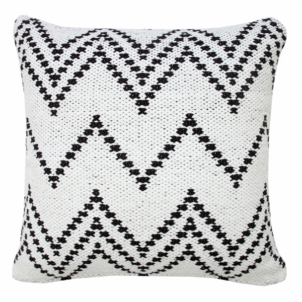 Set Of Two 20" X 20" White Chevron Zippered 100% Cotton Throw Pillow