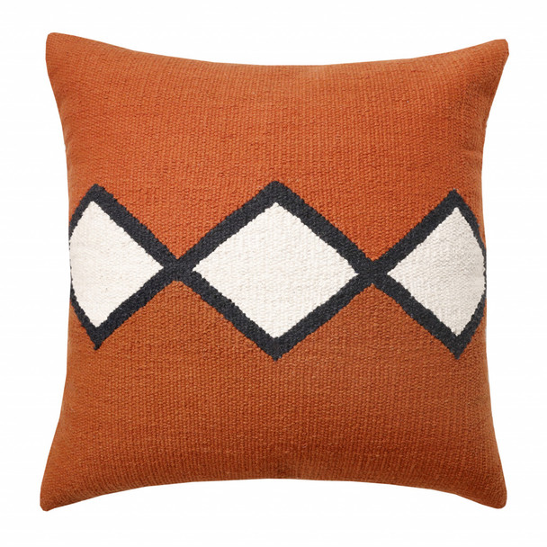 Set Of Two 20" X 20" Orange Geometric Zippered 100% Cotton Throw Pillow