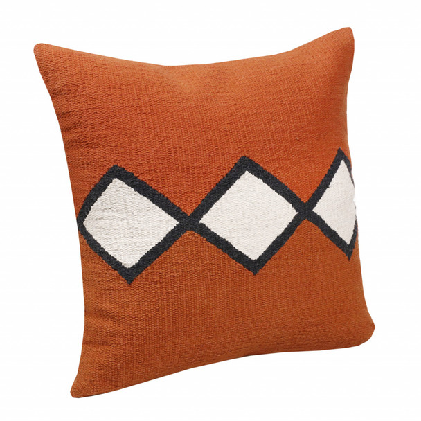 Set Of Two 20" X 20" Orange Geometric Zippered 100% Cotton Throw Pillow