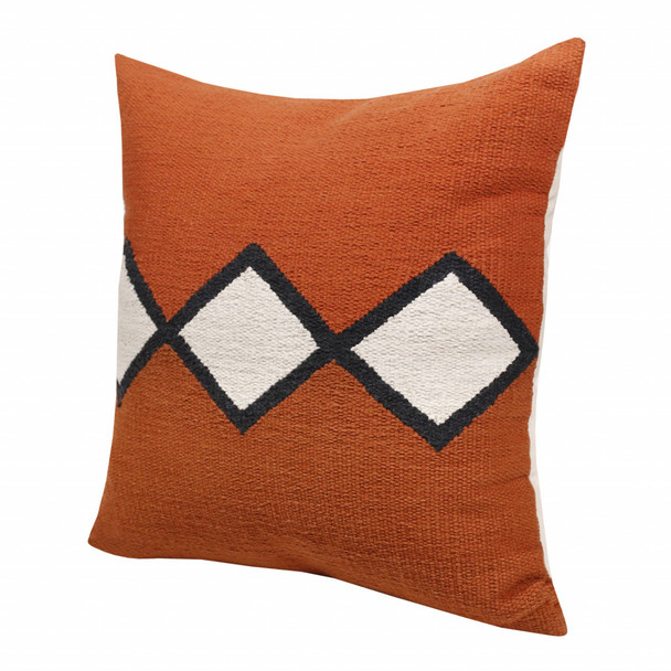 Set Of Two 20" X 20" Orange Geometric Zippered 100% Cotton Throw Pillow