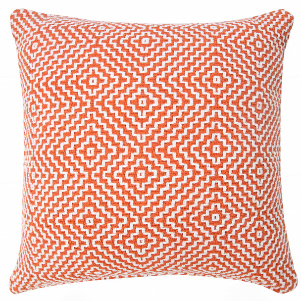 Set Of Two 20" X 20" Orange Geometric Zippered 100% Cotton Throw Pillow