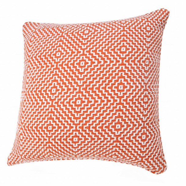 Set Of Two 20" X 20" Orange Geometric Zippered 100% Cotton Throw Pillow