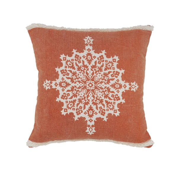 Set Of Two 20" X 20" Orange Geometric Zippered 100% Cotton Throw Pillow