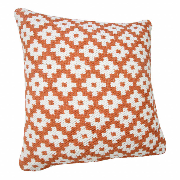 Set Of Two 20" X 20" Orange Geometric Zippered 100% Cotton Throw Pillow