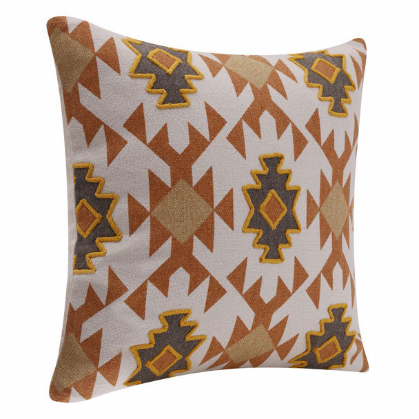 Set Of Two 20" X 20" Orange Geometric Zippered 100% Cotton Throw Pillow