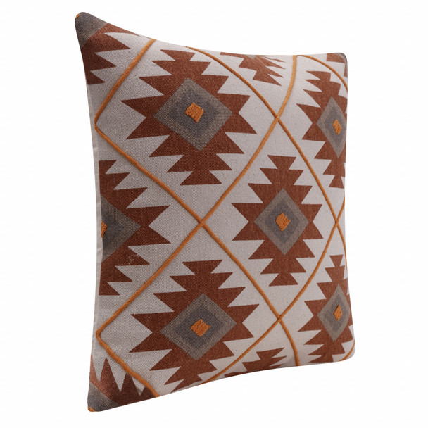 Set Of Two 20" X 20" Orange Geometric Zippered 100% Cotton Throw Pillow