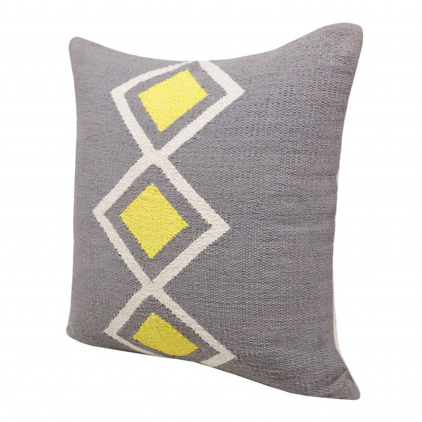 Set Of Two 20" X 20" Gray Geometric Zippered 100% Cotton Throw Pillow