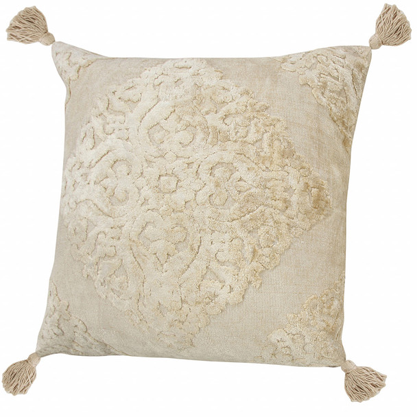 Set Of Two 20" X 20" Cream Solid Color Zippered Viscose Throw Pillow