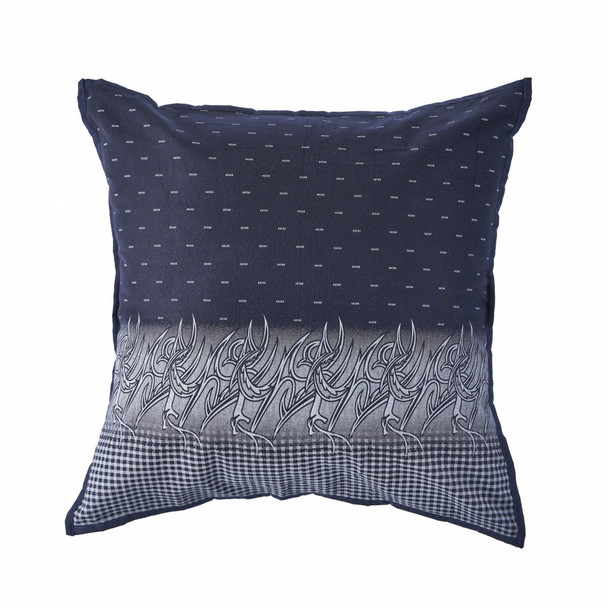 Set Of Two 20" X 20" Blue Geometric Zippered 100% Cotton Throw Pillow