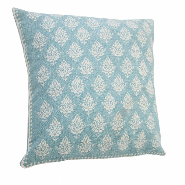 Set Of Two 20" X 20" Blue Geometric Zippered 100% Cotton Throw Pillow