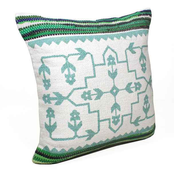 Set Of Two 20" X 20" Blue Geometric Zippered 100% Cotton Throw Pillow