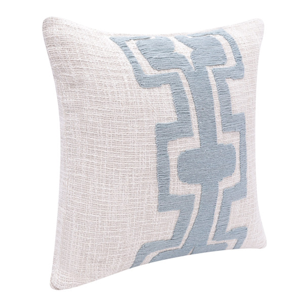 Set Of Two 20" X 20" Blue Geometric Zippered 100% Cotton Throw Pillow