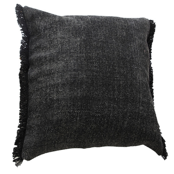 Set Of Two 20" X 20" Black Solid Color Zippered 100% Cotton Throw Pillow