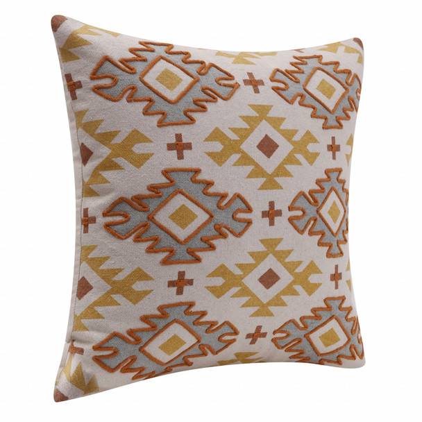 Set Of Two 20" X 20" Yellow Geometric Zippered 100% Cotton Throw Pillow