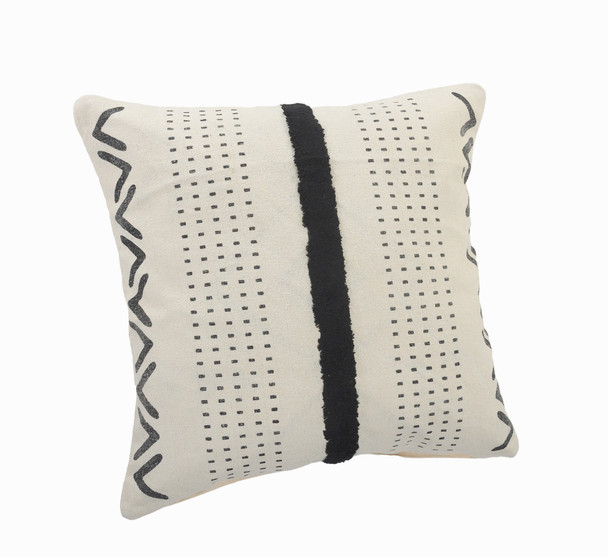 Set Of Two 20" X 20" Cream Geometric Zippered 100% Cotton Throw Pillow