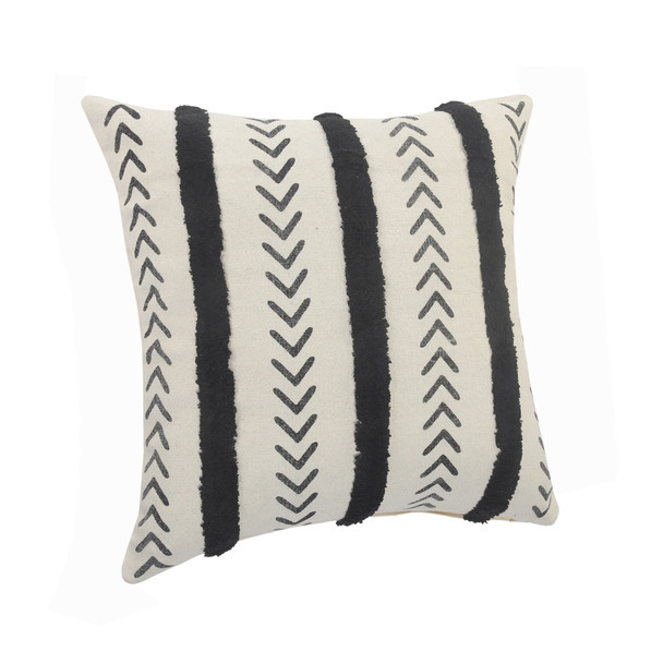 Set Of Two 20" X 20" Cream Geometric Zippered 100% Cotton Throw Pillow