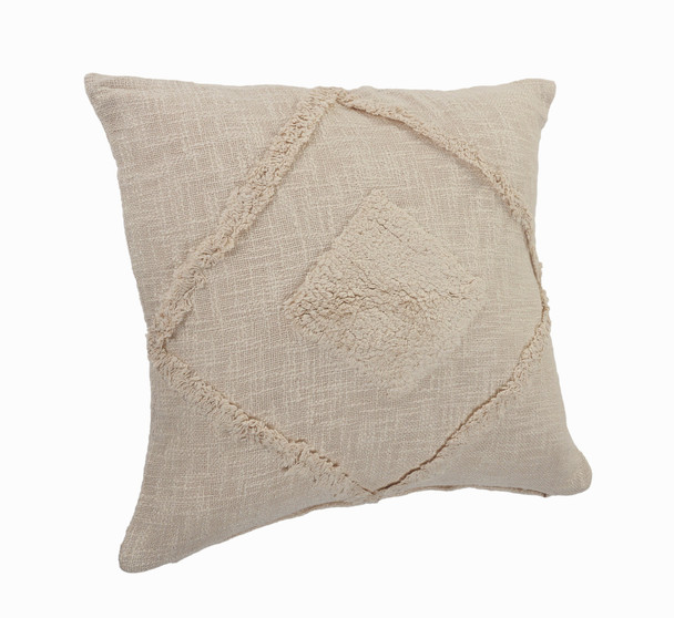 Set Of Two 20" X 20" Cream Geometric Zippered 100% Cotton Throw Pillow