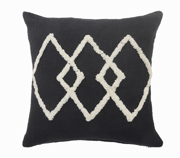 Set Of Two 20" X 20" Black Geometric Zippered 100% Cotton Throw Pillow