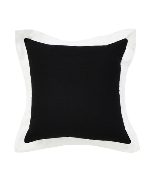 Set Of Two 20" X 20" Black Geometric Zippered 100% Cotton Throw Pillow