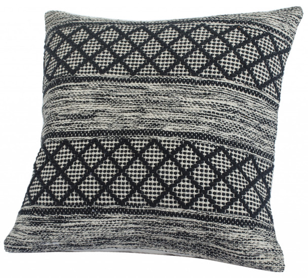 Set Of Two 20" X 20" Black Geometric Zippered 100% Cotton Throw Pillow