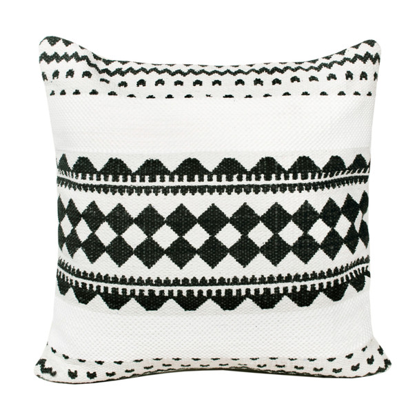 Set Of Two 20" X 20" Black Geometric Zippered 100% Cotton Throw Pillow