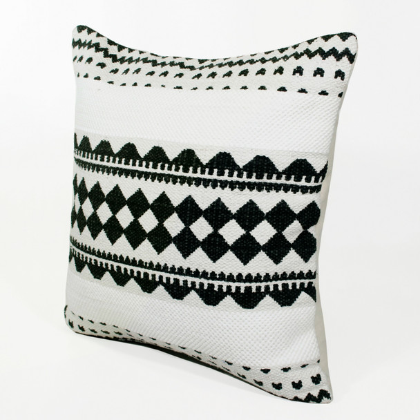 Set Of Two 20" X 20" Black Geometric Zippered 100% Cotton Throw Pillow