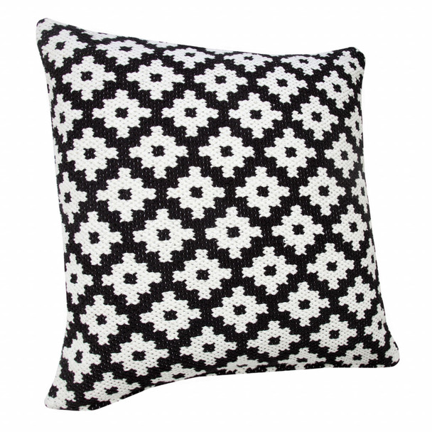 Set Of Two 20" X 20" Black Geometric Zippered 100% Cotton Throw Pillow