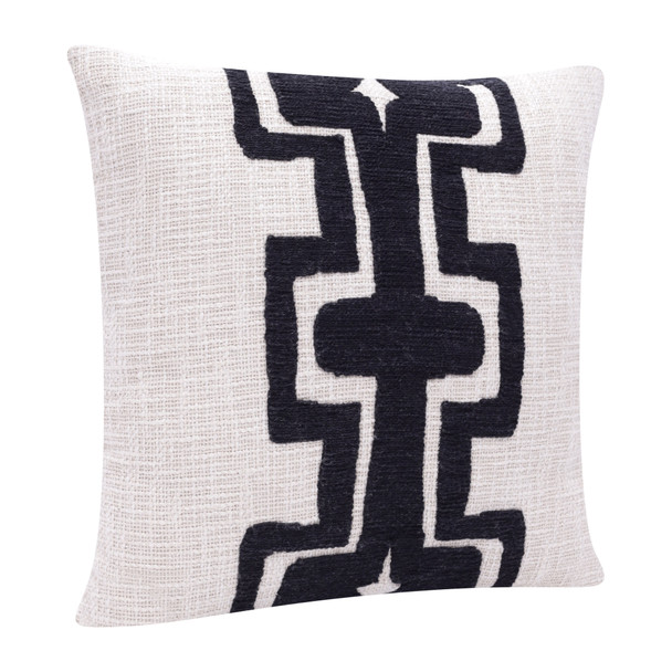 Set Of Two 20" X 20" Black Geometric Zippered 100% Cotton Throw Pillow