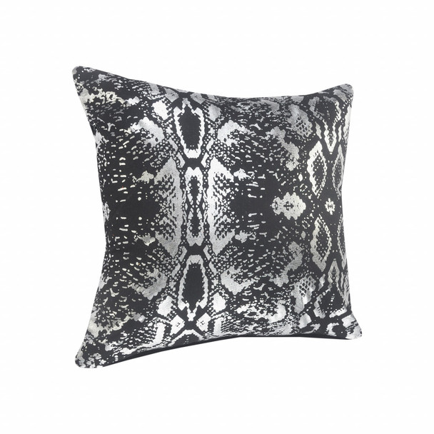 Set Of Two 20" X 20" Black Animal Print Zippered 100% Cotton Throw Pillow