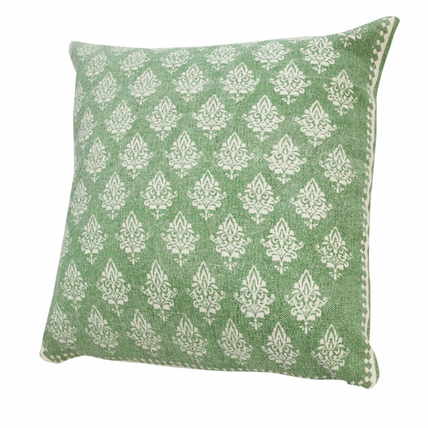 Set Of Two 20" X 20" Green Geometric Zippered 100% Cotton Throw Pillow