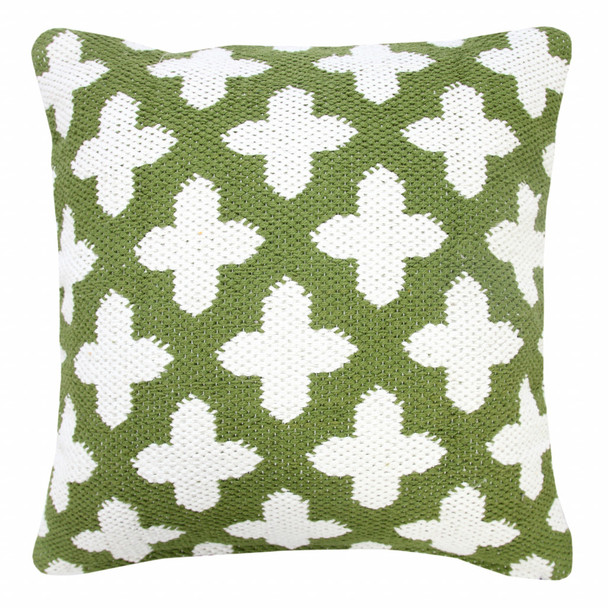 Set Of Two 20" X 20" Green Geometric Zippered 100% Cotton Throw Pillow