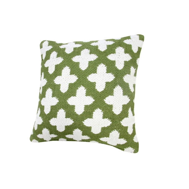 Set Of Two 20" X 20" Green Geometric Zippered 100% Cotton Throw Pillow