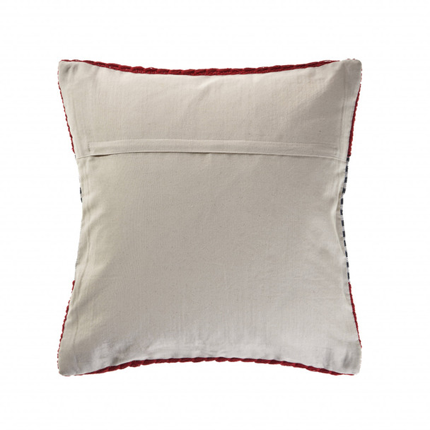 Set Of Two 20" X 20" Red Striped Zippered 100% Cotton Throw Pillow