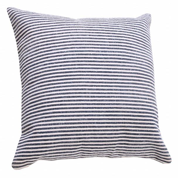 Set Of Two 20" X 20" Blue Striped Zippered 100% Cotton Throw Pillow