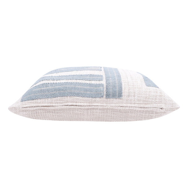 Set Of Two 20" X 20" Blue Striped Zippered 100% Cotton Throw Pillow