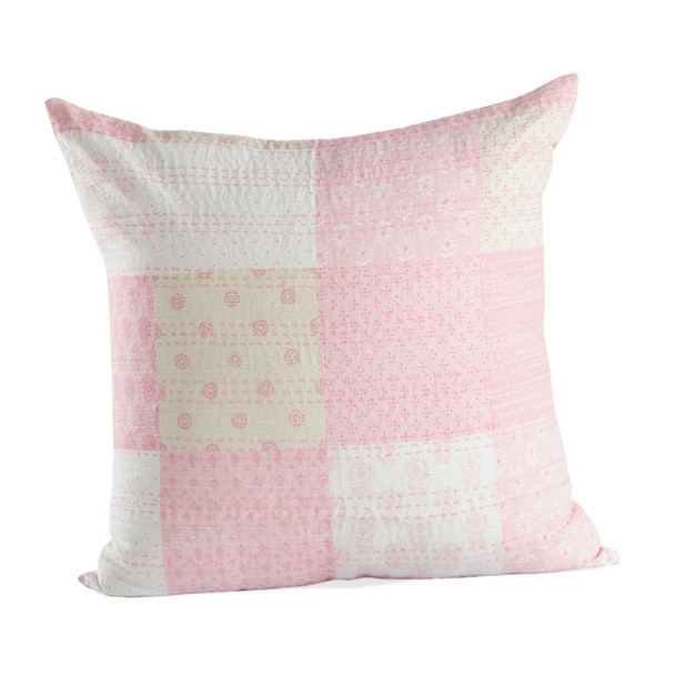 Set Of Two 20" X 20" Pink Patchwork Zippered 100% Cotton Throw Pillow