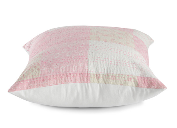 Set Of Two 20" X 20" Pink Patchwork Zippered 100% Cotton Throw Pillow