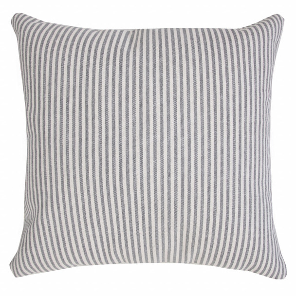 Set Of Two 20" X 20" Gray Striped Zippered 100% Cotton Throw Pillow