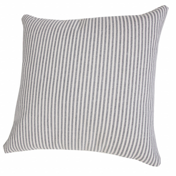 Set Of Two 20" X 20" Gray Striped Zippered 100% Cotton Throw Pillow