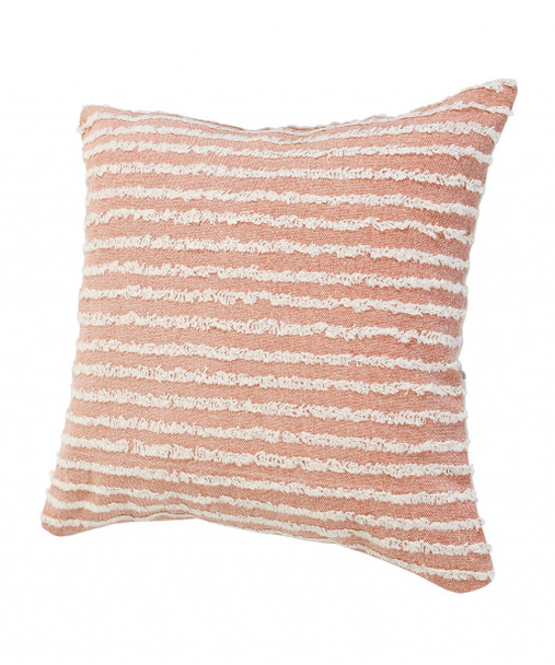 Set Of Two 20" X 20" Pink Striped Zippered 100% Cotton Throw Pillow