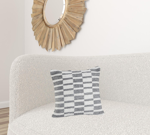 Set Of Two 18" X 18" Gray Geometric Zippered 100% Cotton Throw Pillow