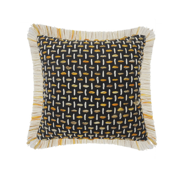 Set Of Two 20" X 20" Black Geometric Zippered Polyester And Cotton Blend Throw Pillow