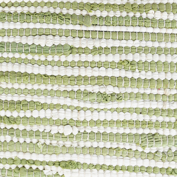 Set Of Two 20" X 20" Green Striped Zippered 100% Cotton Throw Pillow