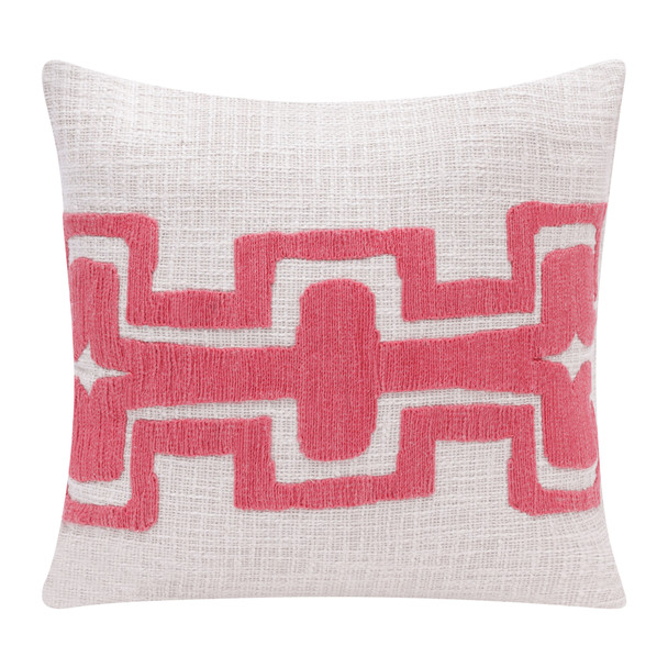 Set Of Two 20" X 20" Pink Geometric Zippered 100% Cotton Throw Pillow